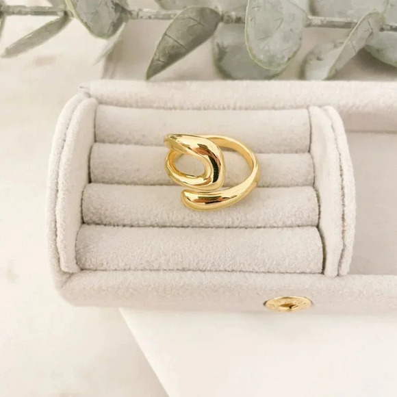 925 Sterling Silver Chunky Ring Gold Wrap Ring Large Ring Statement Ring - Picture 6 of 7